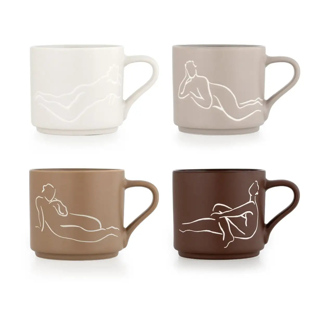 Stackable Mug Set of 4 — Luxe Loungers Neutral